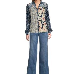 Nurture Westbound Patchwork Floral Button Up Down Shirt Womens Plus Size 1X Boho